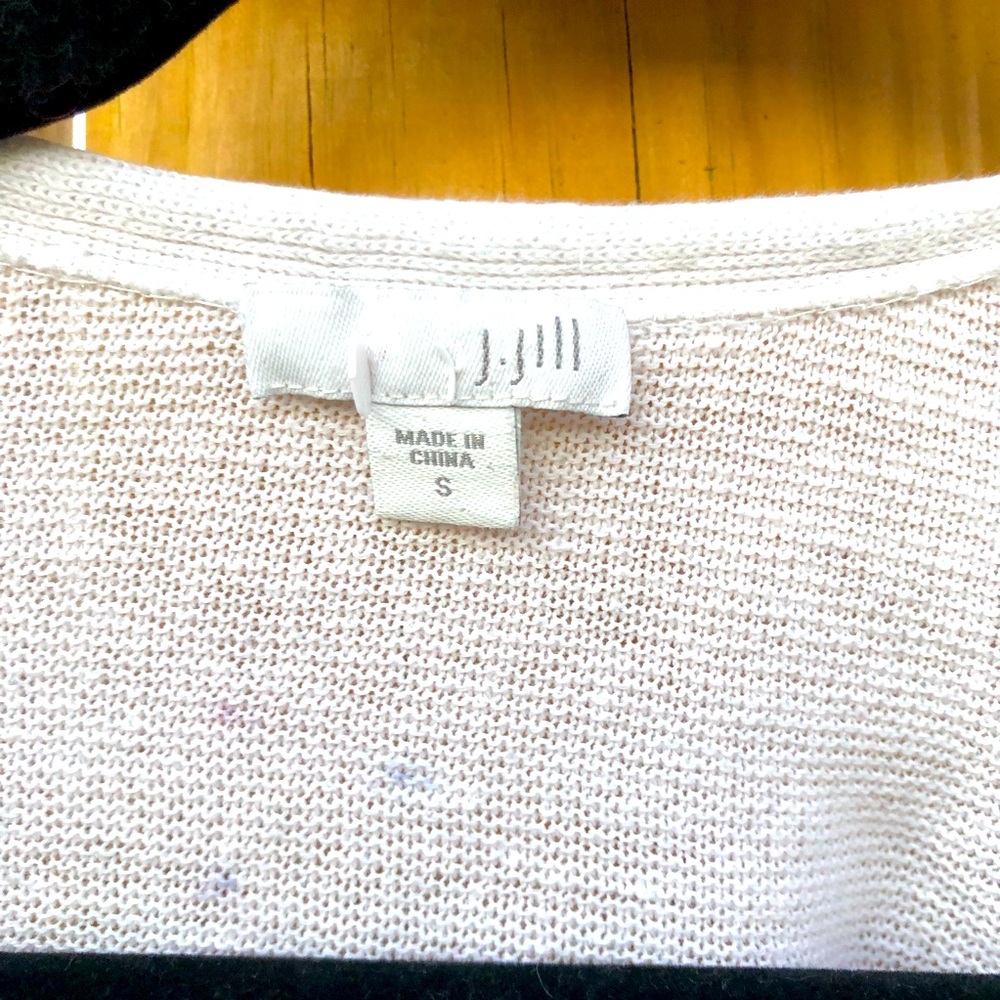 J. Jill Sweater Crop Open Cardigan Cropped White Textured Blue Tie-Dye - Picture 2 of 8